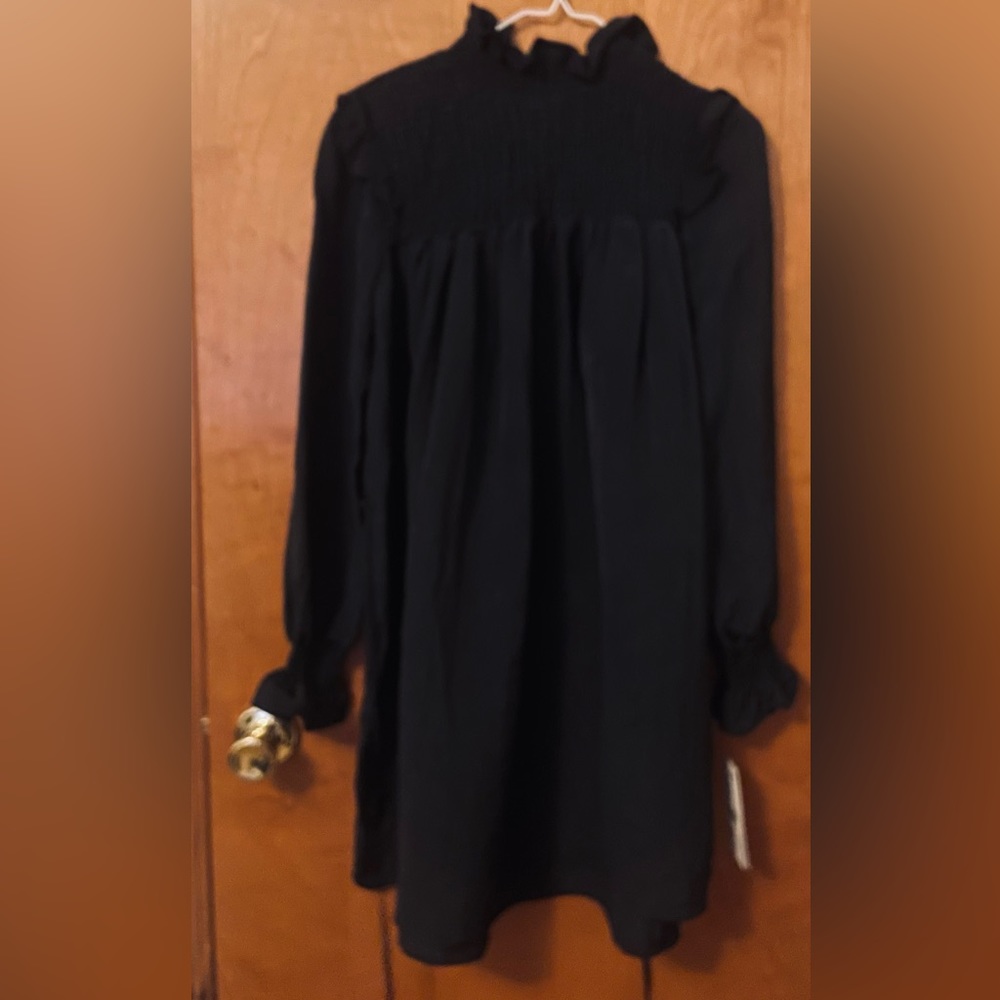 French Connection Boza Crinkle Tie Belt Mini Dress,xs black brand new with tags